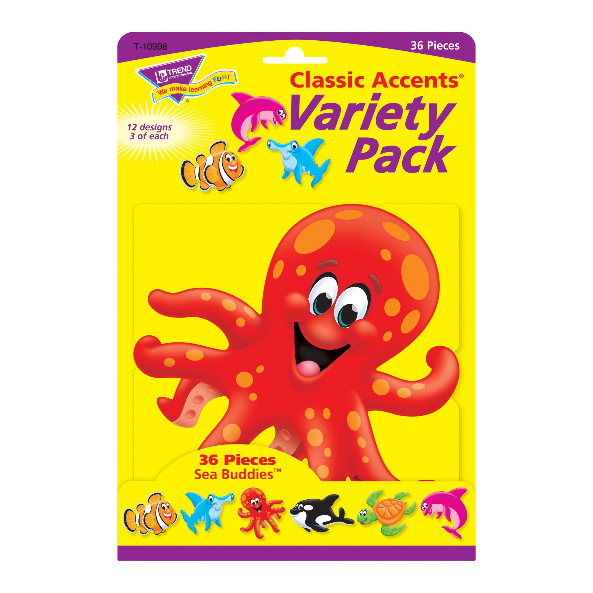 Trend Classic Accents® Sea Buddies™ Variety Pack, 3 Packs of 36
